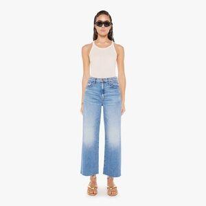 MOTHER Denim The Maven Ankle Fray Wide Leg High Waist Jean 31 12 For Sure Blue